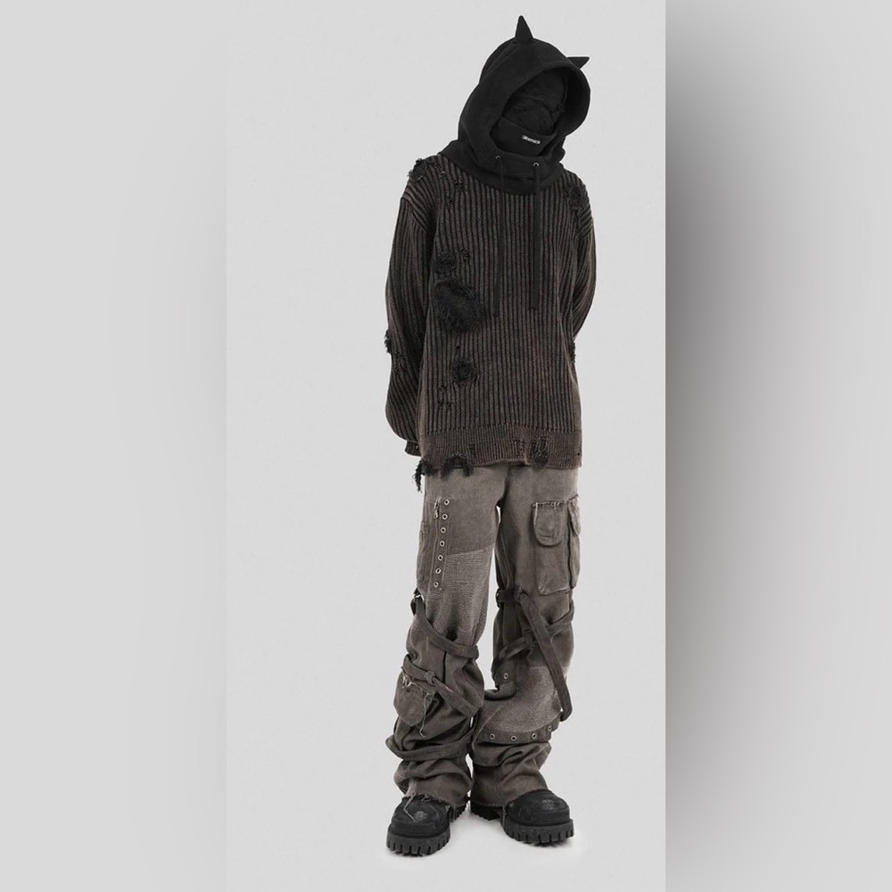 UNDERWATER Wasteland RIPPED Sweater Charcoal //Distressed Sweater Sz L NWT - Picture 16 of 16